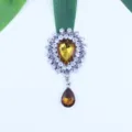 Pendentif Acrylique Ambre Strass Argent Antique 55x33mm Accessoire Bijou DIY Charm - Café Foncé