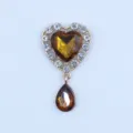 Gold alloy heart rhinestone pendant DIY accessory for clothing bags jewelry crafts - Dark Coffee