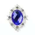 Diamond shaped alloy lace acrylic rhinestone buckle DIY jewelry shoes bag hair accessory crafts - Silver Base - Royal Blue