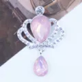 Pink rhinestone crown alloy pendant for DIY hair accessories, clothing, and shoe decoration. - Light Pink