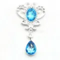 Alloy crown rhinestone pendant DIY jewelry accessory sparkling blue crystal craft charm item - Lake Blue