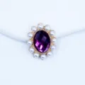 Oval pearl acrylic rhinestone button for DIY crafts badge holder decoration size 20x25mm - Violet