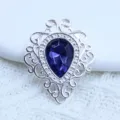 Zilveren filigrein legering hanger met donkerblauwe peervormige edelsteen DIY accessoire. - Marineblauw