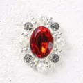 Boton estrás perla aleación ovalada gema roja para ropa zapatos equipaje decoración - Rojo Brillante