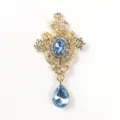 Colgante Gota Aleación Oro Vintage Estrás Azul Accesorio Joyería Ropa DIY - Azul claro