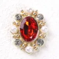 Botón de diamantes de imitación de aleación vintage gema roja DIY ropa zapato accesorio - Rojo Brillante