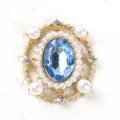 Estilo corte vintage perla estrás azul base ovalada metal accesorios cabello joyería. - Azul claro