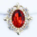 30x33mm Cristal Rojo Perla Aleación Estrás Botón DIY Accesorio Cabello Ropa Decoración - Rojo Brillante