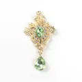 Vintage Oro Palacio Estilo Diamante Verde Cristal Gota Colgante DIY Ropa Accesorio - Verde claro