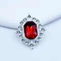 Silver alloy rhinestone decorative buckle with red acrylic gem for shoes and clothes. - Red