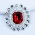 Aleación diamantes imitación flor bandeja broche 19x23mm gema roja perla componente DIY - Rojo Brillante