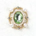 Estilo retro ovalado gema verde perla colgante accesorio joya DIY base de metal - Verde claro