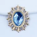 Accesorio de joyería DIY de diamantes de imitación de aleación hueca ovalada para collar. - Azul claro