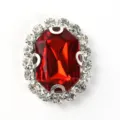 Oval red rhinestone button crystal claw chain DIY craft accessory for clothing shoes bags - Red