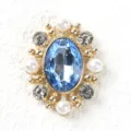 Botón ovalado vintage de estrás aleación DIY artesanía ropa accesorios gema brillante. - Azul claro