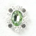 Boton ovalado de aleacion strass perla gema accesorio decorativo para ropa y bolsos - Verde claro