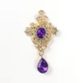 Colgante de gota con estrás de aleación vintage, estilo corte gema púrpura accesorio ropa DIY. - Púrpura profundo