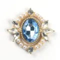 Accesorio de joyería DIY de aleación dorada con estrás azul y perla para ropa. - Azul claro