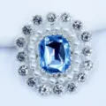 Botón flor diamantes imitación aleación cristal azul perla accesorio DIY de 19x23mm - Azul claro