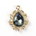 Gold alloy teardrop pendant dark grey acrylic crystal DIY earring accessory material - Gray