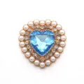 Botón DIY perla diamantes corazón azul accesorio joyería aleación cristal ropa variante - Azul claro