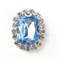 Oval rhinestone crystal button sew-on claw chain charm for DIY handmade garments clothing craft. - Light Blue