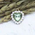 Colgante Corazón Cristal Verde Perla Aleación DIY Joyería Accesorio Abalorio 18mm - Verde claro