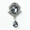 Vintage Baroque Rhinestone Brooch Pendant Crystal DIY Palace Style Clothing Accessory - Gray