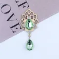 Colgante de lágrima acrílica estrás aleación dorada accesorio joyería DIY cristales brillantes - Verde claro