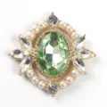Accesorio de joyería DIY de aleación dorada con cristal verde, perlas y estrás para manualidades. - Verde claro