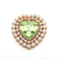 Corazón Estrás Perla Botón Aleación DIY Accesorio Verde Cristal Gema Variante Deco Objeto - Verde claro