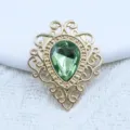 Base de filigrana de aleación dorada con gema acrílica de lágrima verde accesorio de joyería DIY. - Verde claro