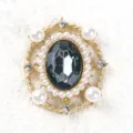 Vintage barocco ovale perla strass cabochon base accessori per creazione di gioielli - Grigio