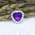 Colgante de corazón de aleación 18mm cristal púrpura perla joyería DIY dije para llavero - Púrpura profundo
