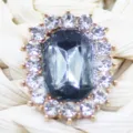 Sparkling crystal rhinestone alloy shoe charm DIY decorative accessory with grey center stone. - Gray