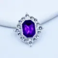 Silver rhombus rhinestone decorative button crystal gem DIY apparel shoe craft accessories - Deep purple