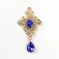 Vintage gold alloy blue crystal teardrop pendant DIY costume accessory for women - Sapphire Blue