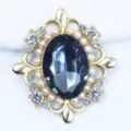 DIY vintage alloy pearl rhinestone button oval acrylic gem flower decorative accessory - Gray