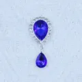 Blue teardrop rhinestone pendant silver DIY accessory for shoes bags clothing craft materials. - Sapphire Blue