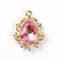 Gold Alloy Hollow Lace Pink Teardrop Acrylic Pendant DIY Jewelry Earring Hair Accessory - Light Pink