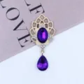 Colgante gota acrílico circón aleación dorada accesorio joyería DIY para collar - Púrpura profundo