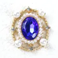 Retro stile barocco ovale pietra strass perla spilla ciondolo DIY accessori gioielli - Blu Zaffiro