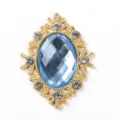 Hebilla de estrás de flor de aleación de piedra preciosa azul para zapatos bolsos accesorios DIY - Base dorada - azul claro