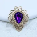 Accesorio de joyería DIY de filigrana de aleación de tono dorado vintage con gema. - Púrpura profundo