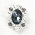 Alloy pearl rhinestone oval crystal button decorative accessory for apparel craft. - Gray