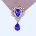 Gouden legering vintage druppel paarse kristal hanger DIY kleding accessoires ketting - Saffierblauw