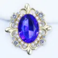 DIY alloy rhinestone flower button with blue diamond and pearls for hair accessories SKU - Sapphire Blue