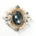 Accessoire de bijoux DIY en alliage doré avec strass en verre foncé et perles pour vêtements. - Gris