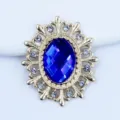 Oval rhinestone alloy flower base DIY jewelry accessory blue gemstone craft component variant - Sapphire Blue