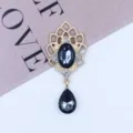 Gold alloy rhinestone acrylic pendant DIY jewelry charm teardrop necklace accessory 23x51mm - Gray